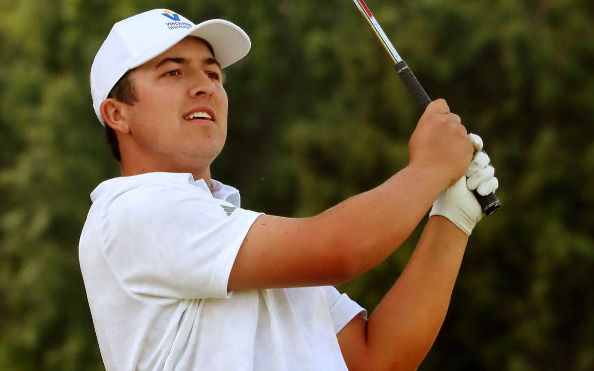 Brock Naile swinging a golf club