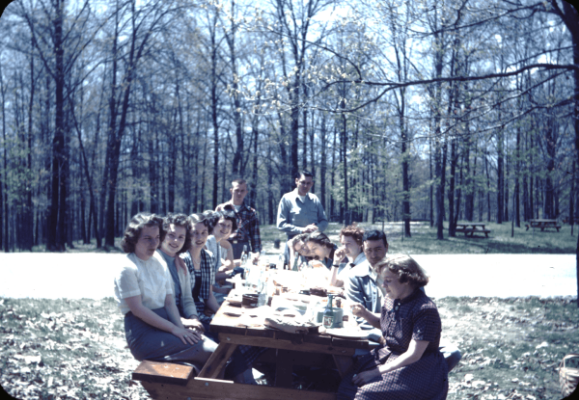 A group of students having an outdoor picnic