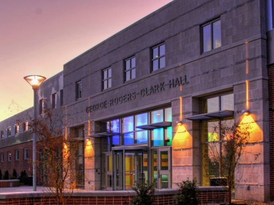 George Rogers Clark Hall at sunset