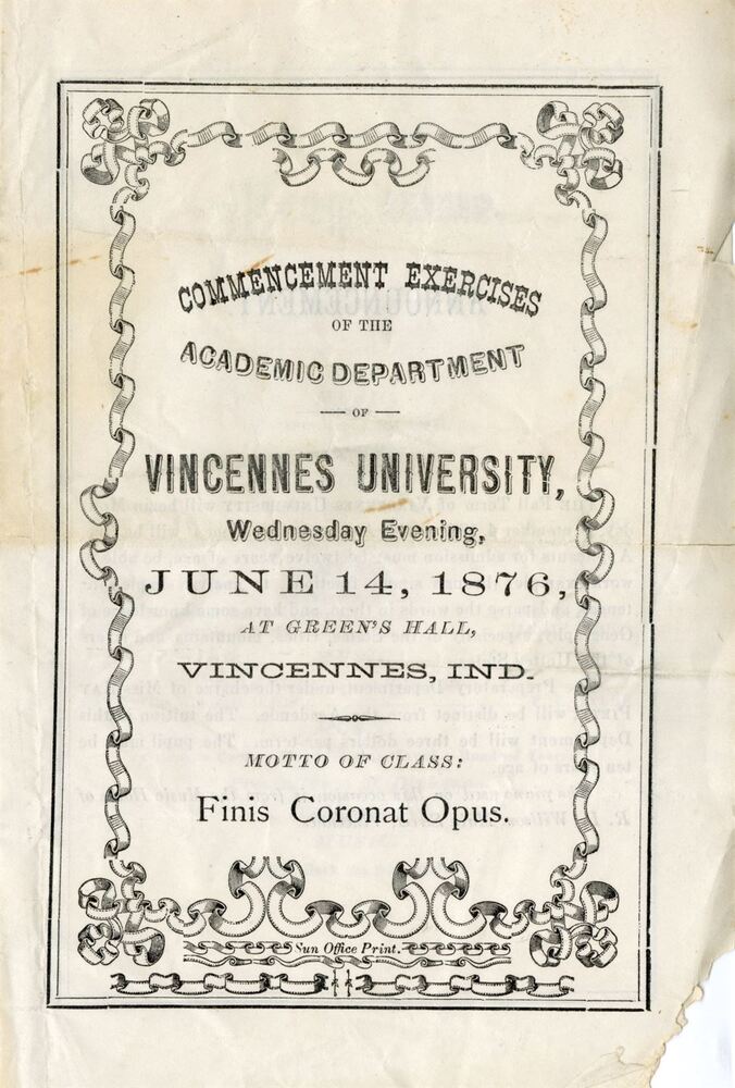 1876 Vincennes University Commencement
