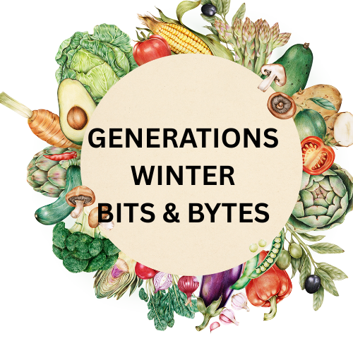 generations bits and bytes with food around the image