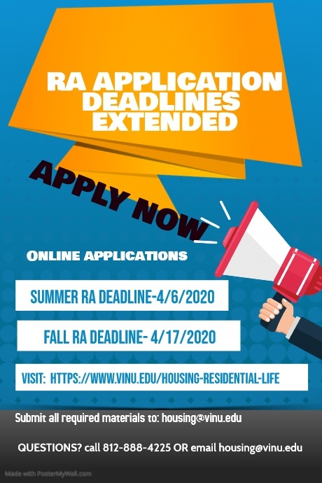 RA Application Deadlines Extended