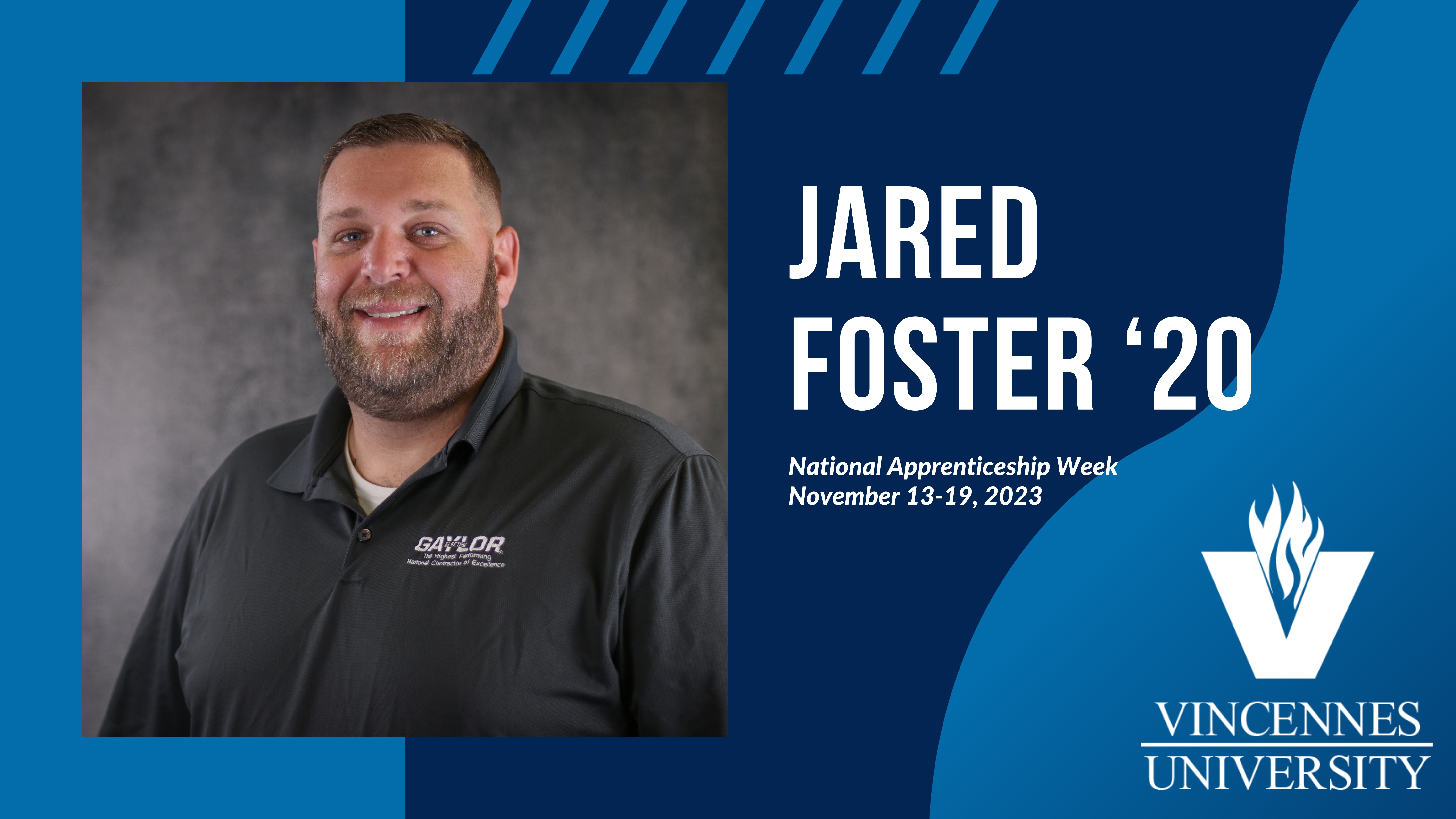 Graphic with photo of Jared Foster as part of National Apprenticeship Week series