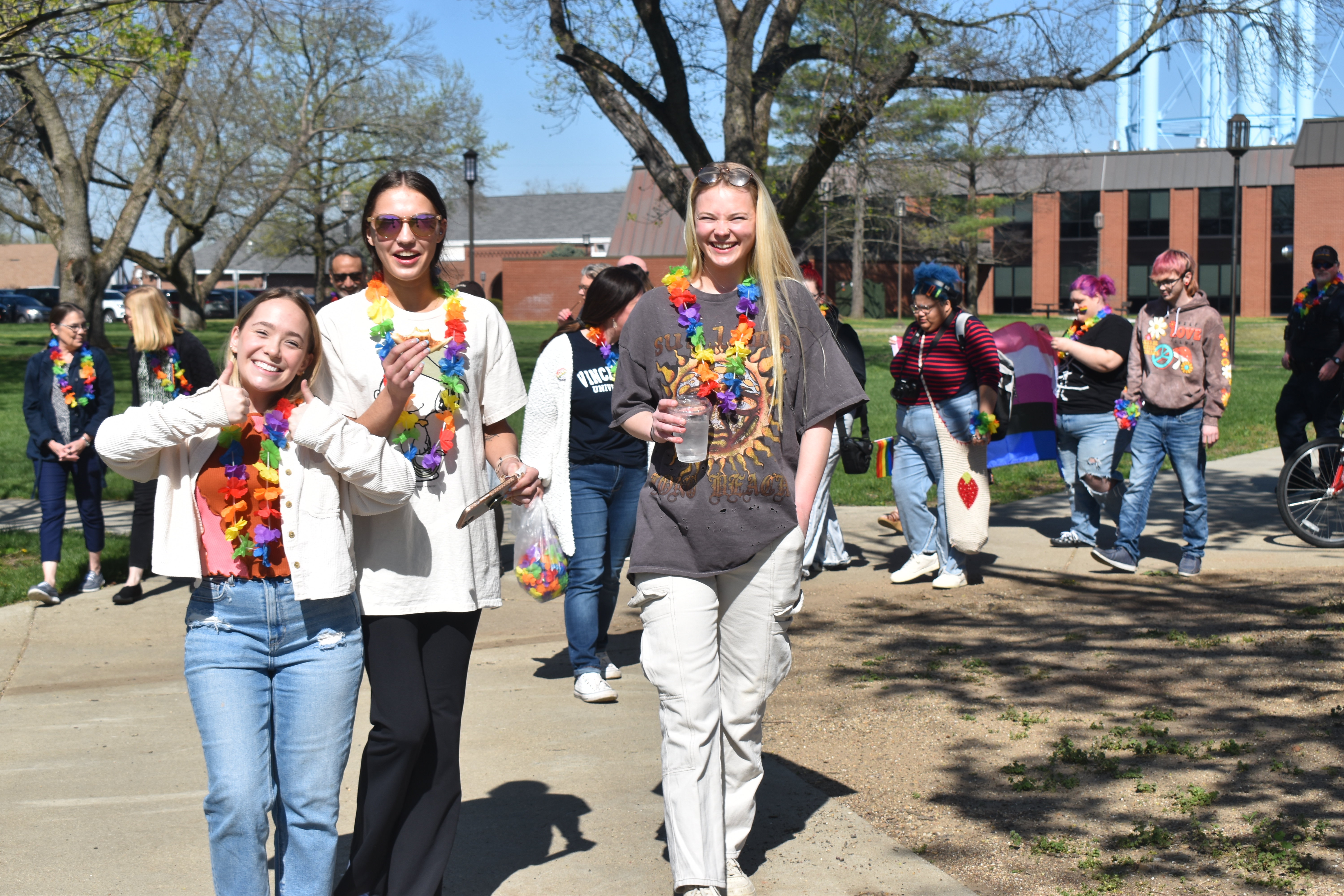 VU students leads the walk through campus
