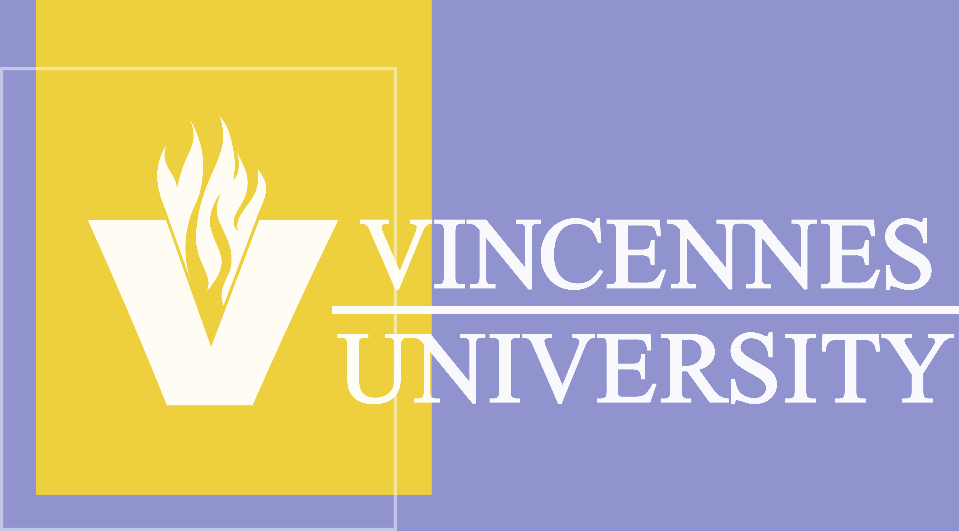 Vincennes University logo on a lavender background